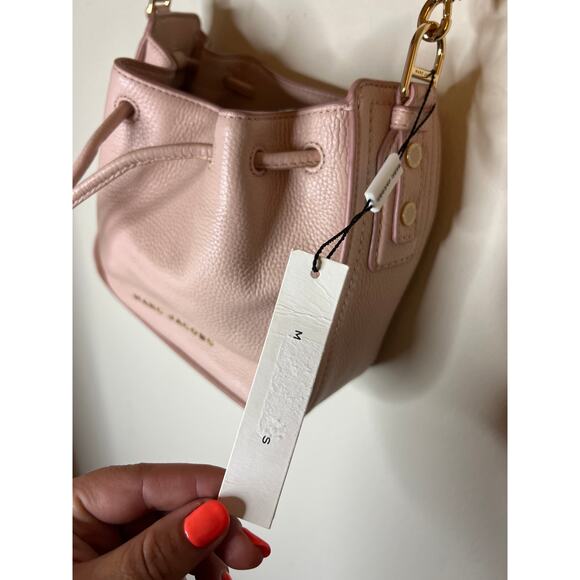 Marc Jacobs Peach Orange Pink Small Leather Mini Bucket/Shoulder Bag - Picture 13 of 16